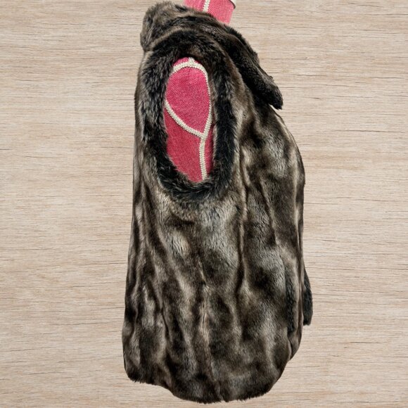 Rachel Zoe Faux Fur Vest Black Grey Women’s Size Large Winter Fall Mob Wife - Picture 3 of 5